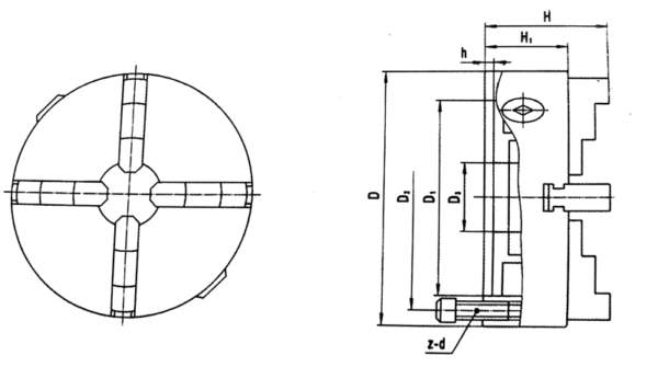 Чертеж патрон токарный 3 х кулачковый патрон